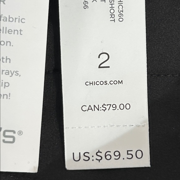 Chico's Zenergy Black Shorts 11” Walking Black New With Tags - Picture 8 of 8